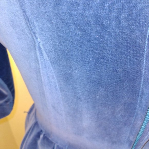 Vtg 50s Leo Daniel Velvet Circle Dress Blue modern 8 - Picture 7 of 9